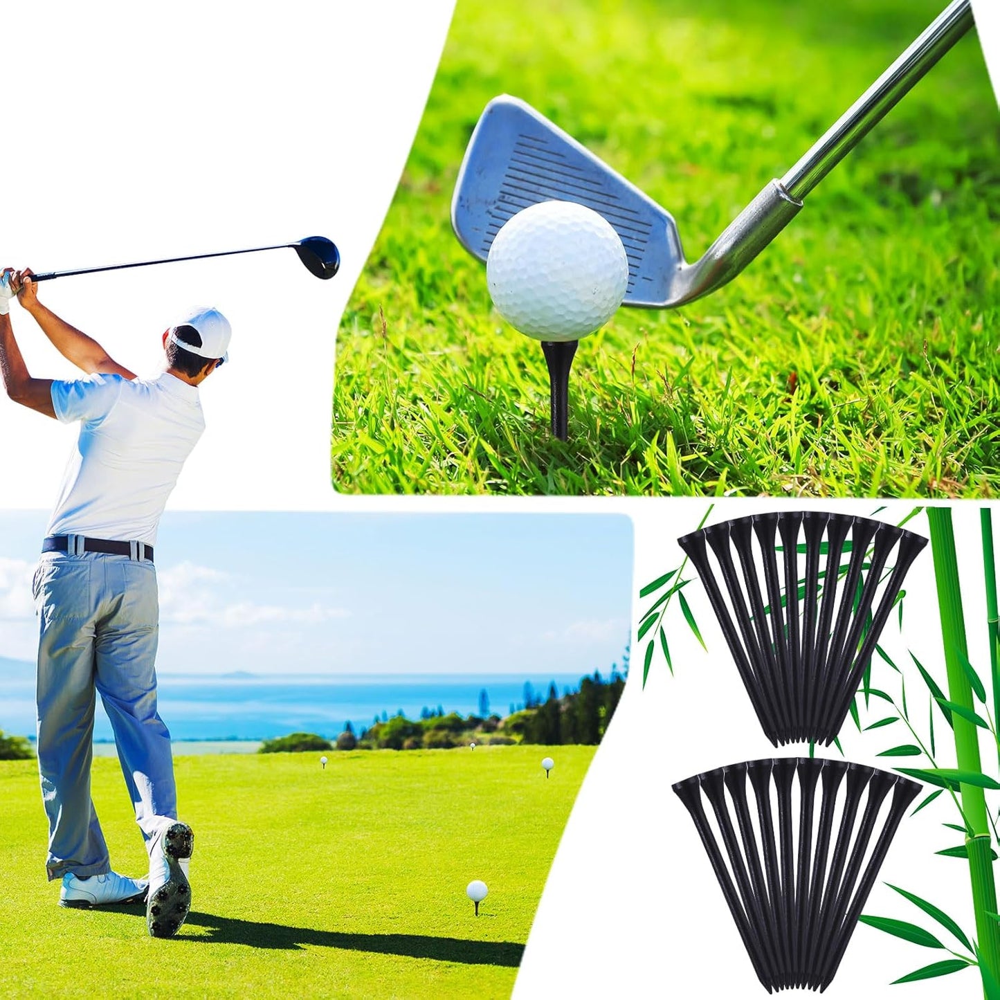 Mudder 2000 Pcs Bamboo Golf Tees Bulk Professional Golf Tees Reduce Friction Side Spin for Club Men Women Kids Accessories
