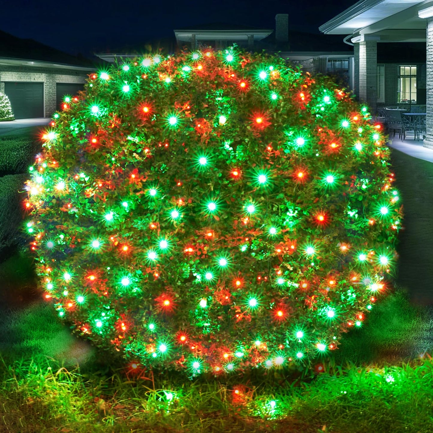 Dirnun LED Christmas Net Lights, 160LED, 5ftx7ft, Waterproof, Red and Green, Model HO-160/4N, for Outdoor Indoor Holiday Decor