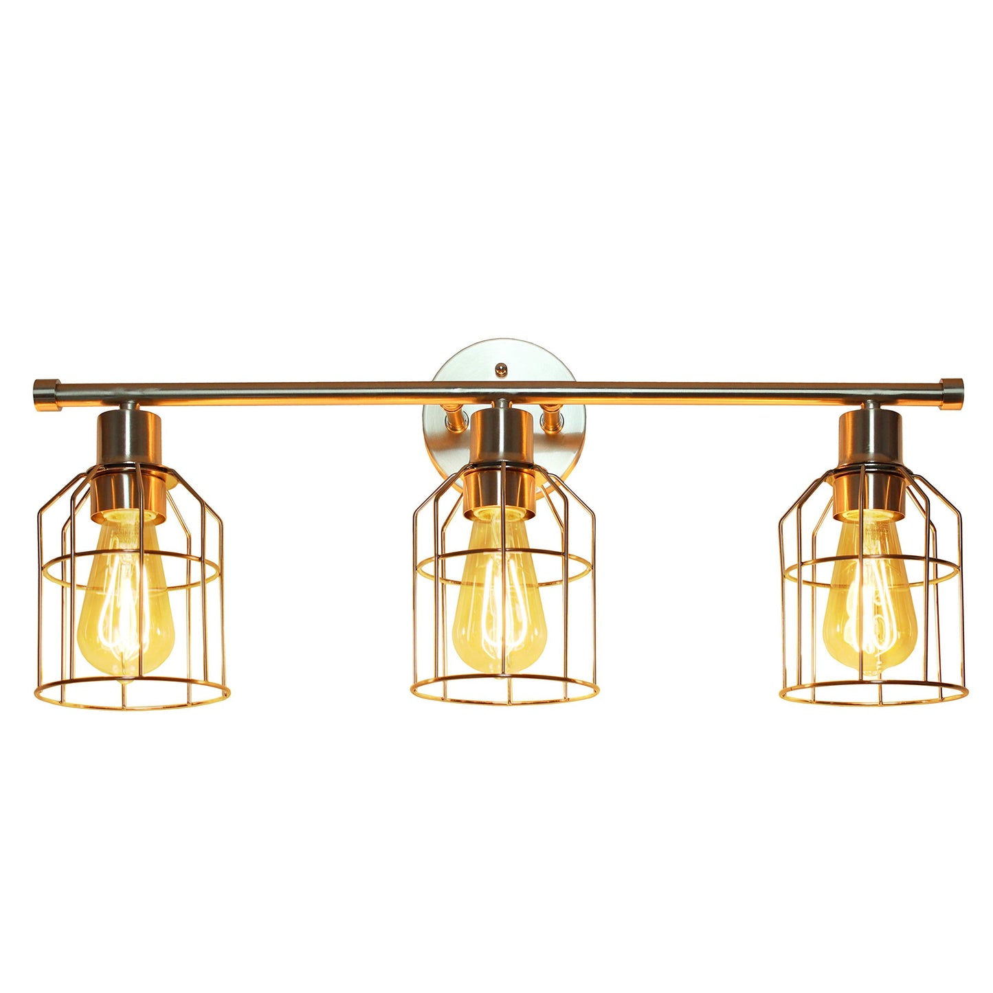 Elegant Designs VT1014-BSN 3-Light Cage Vanity Light, Iron, Brushed Nickel