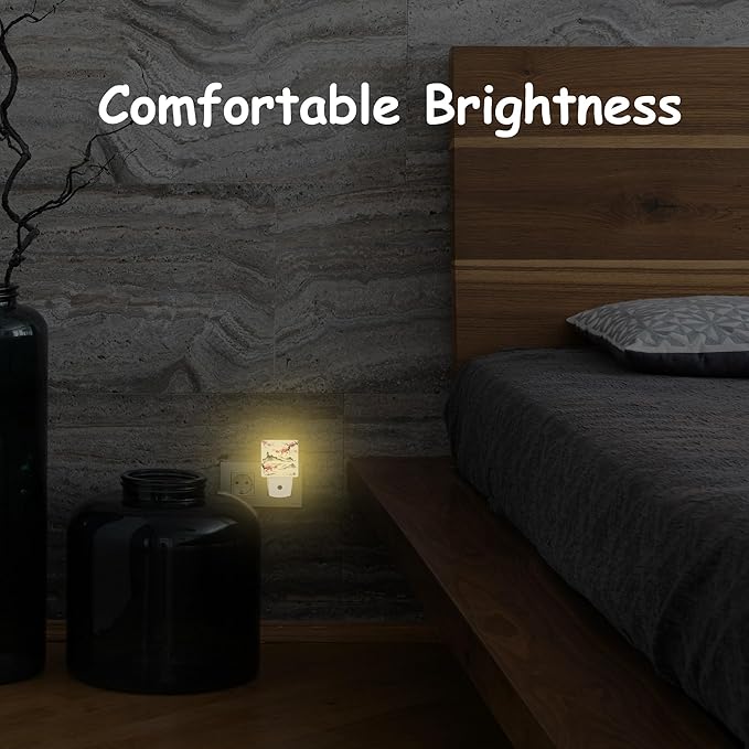 Cherry Blossom Lake and Hills Night Light Plug Wall,Japanese Sumi-e Painting LED Night Lights with Dusk to Dawn Light Sensor for Women Girls Boys Room Decor,Hallway,Kitchen,Bathroom,Nursery,Stairs