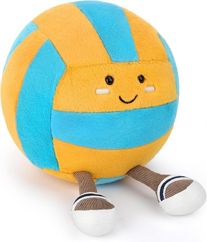 Cufoje Cute Volleyball Stuffed Animal, 11.2 inch Volleyball Stuffed Toy, Soft Volleyball Plush with Legs Sports Throw Pill...