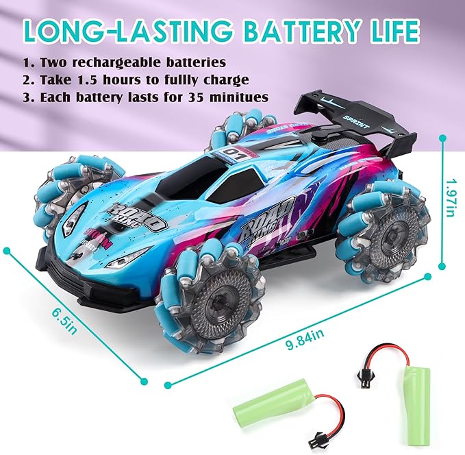 RC Stunt Car Toys - Gesture Remote Control Racing Cars Comes with Spray,Lights,360° Rotation for Kids,Vehicle Birthday Gifts for Boys and Girls Aged 6 7 8 9