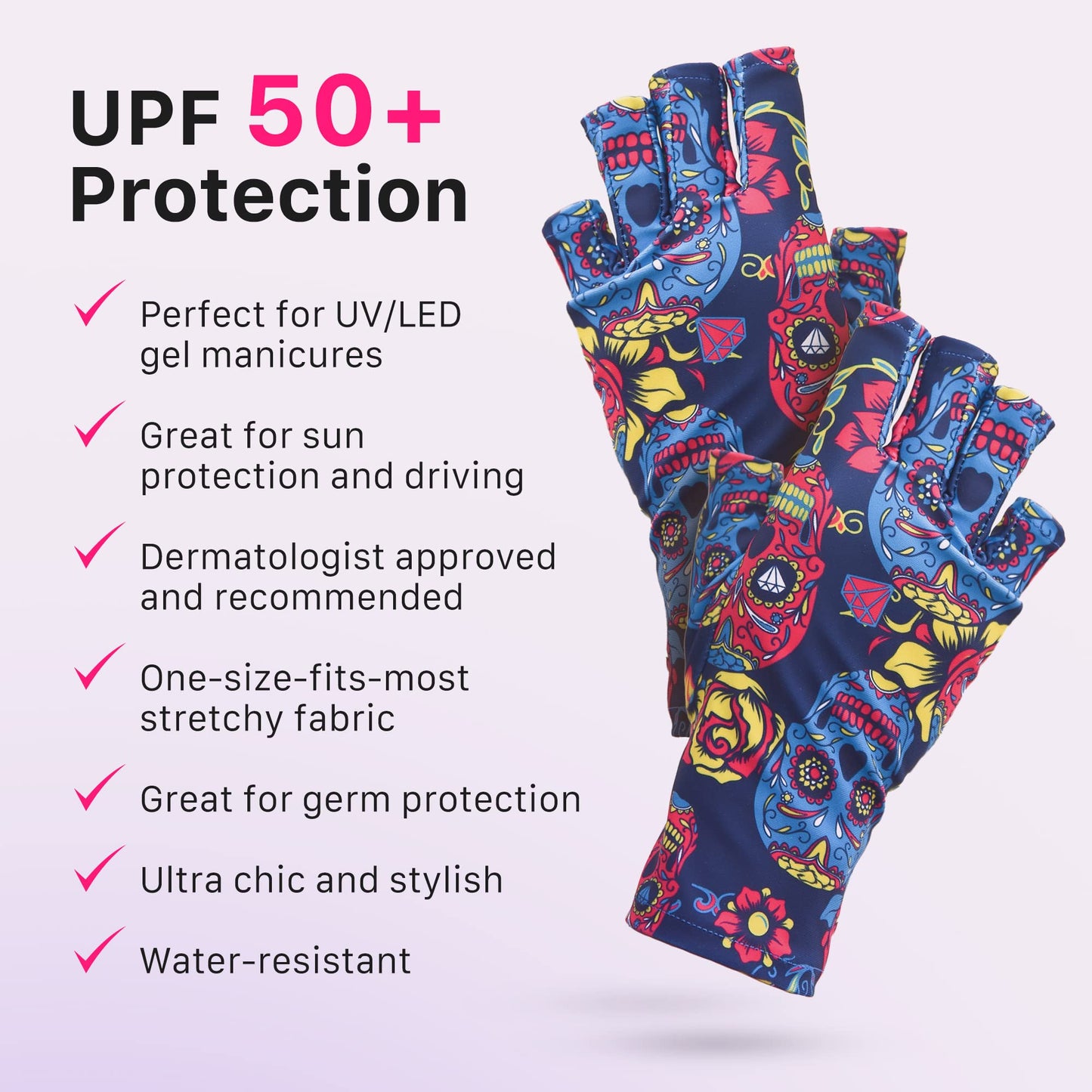 ManiGlovz Women's UV Protection Nail Gloves, Haute Hibiscus, One Size