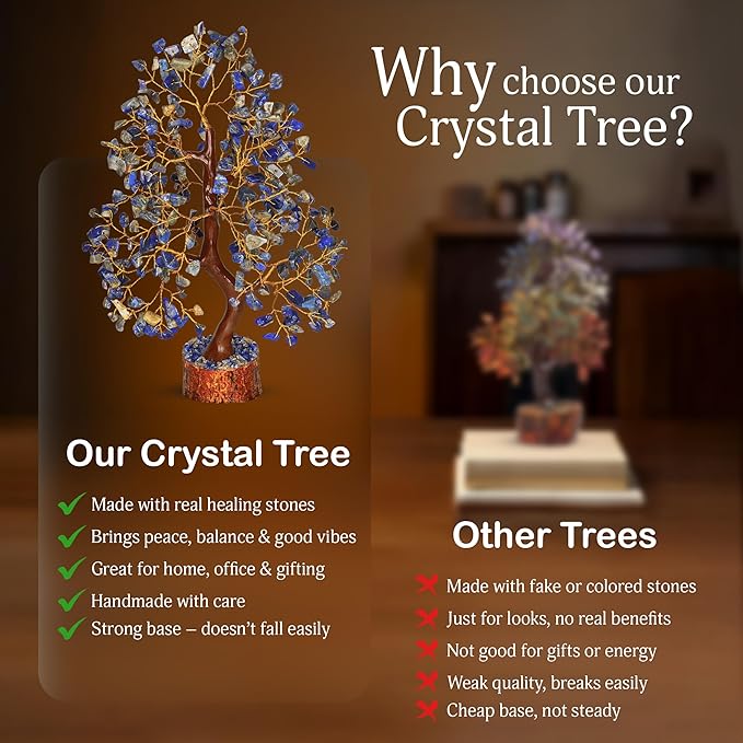 Lapis Lazuli - Chakra Tree, Lapis Lazuli Tree, Lapis Gem, Artificial Trees, Tree of Life, Stone Tree, Gem Stone Decor, Crystal Tree for Positive Energy, Holistic Gifts for Women