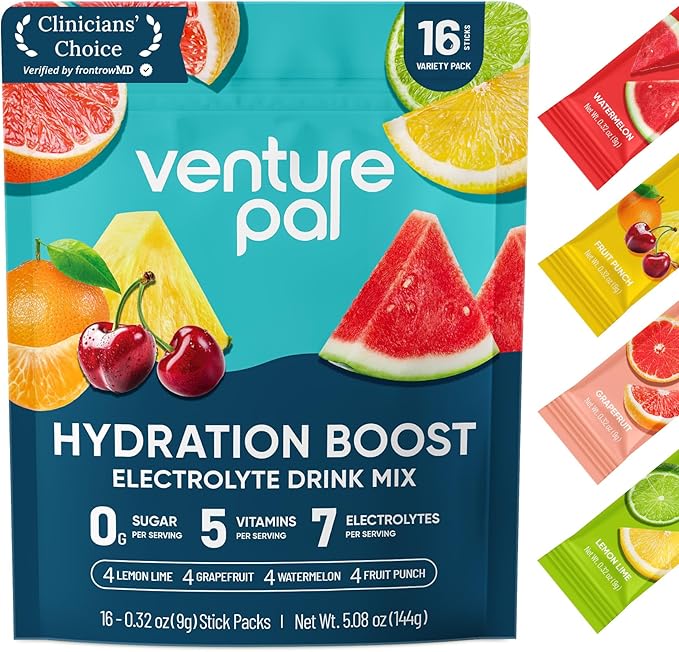 Venture Pal Sugar Free Electrolyte Powder Packets - Liquid Daily IV Hydration Packets for Rapid Rehydration | 7 Electrolyt...