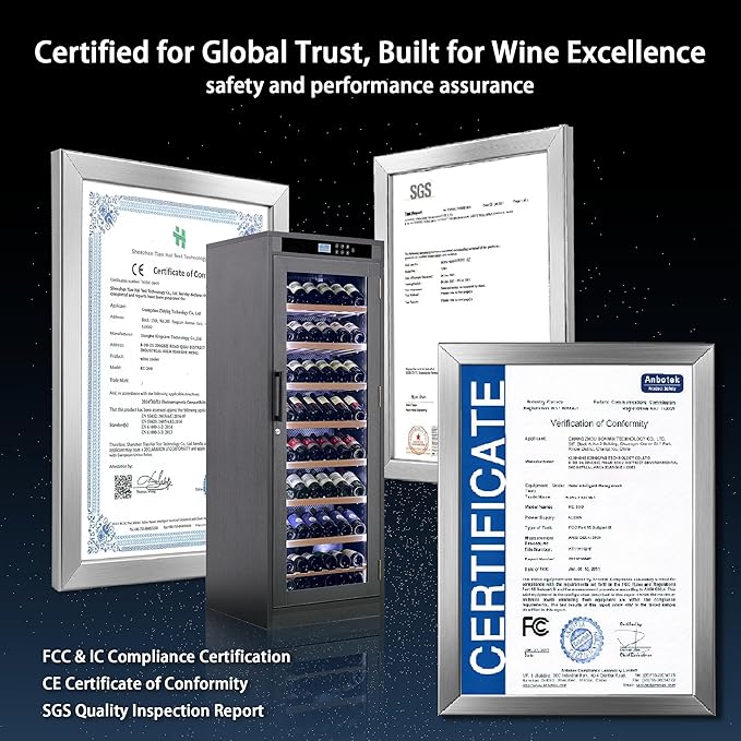 102 Bottles Grape Wine Refrigerator, Freestanding/Built-in Wine Fridge, LED Touch Screen, Intelligent Temperature-Controlled, 10.6 cu.ft. Multi-Tiered Cabinet 9 Removable Shelves, Black