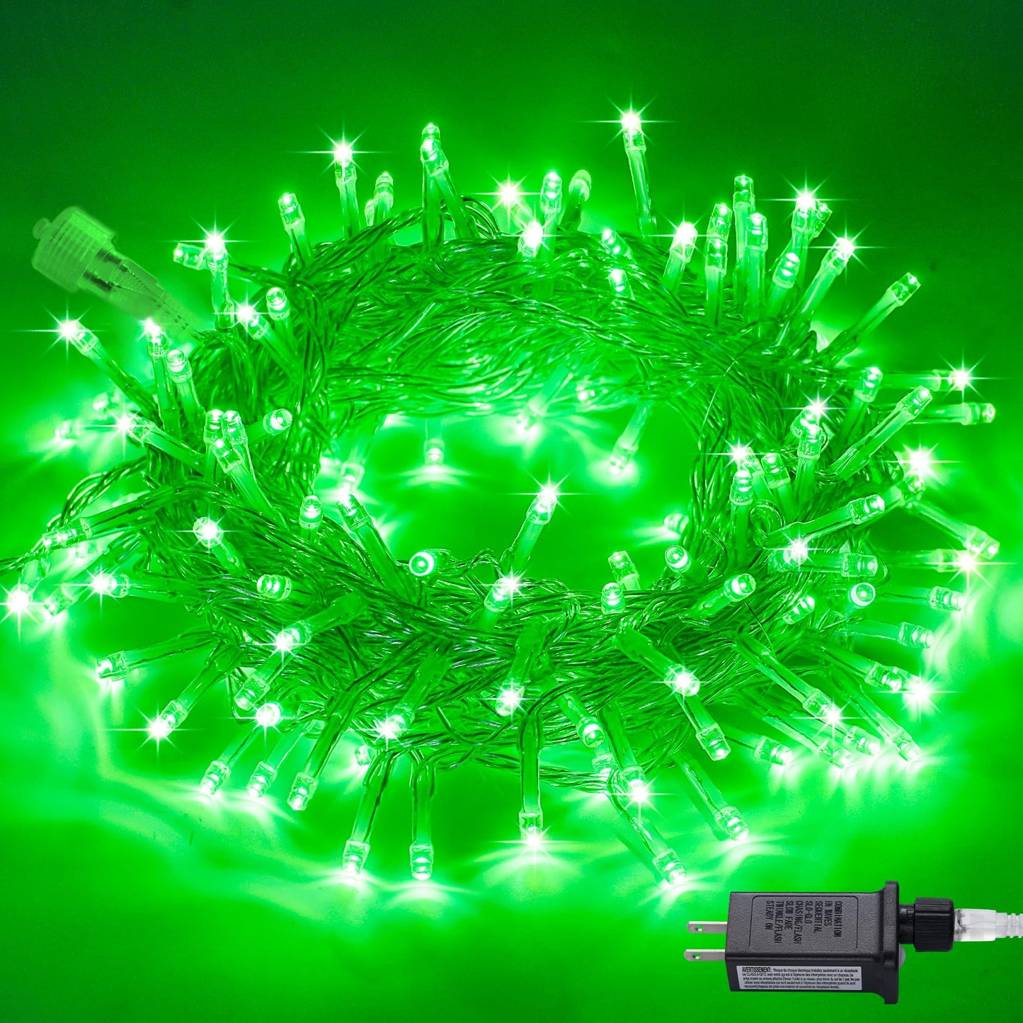 Jmexsuss 100 Led St Patricks Day Lights - 33Ft Plug-In Green Indoor/Outdoor Decor, 8 Modes, Clear Wire, Model Exs-S-0100
