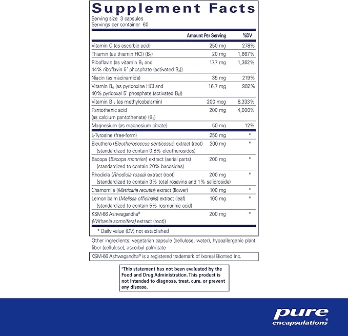 Pure Encapsulations Daily Stress Formula | Promotes Relaxation and Moderates The Effects of Occasional Stress*| 180 Capsules