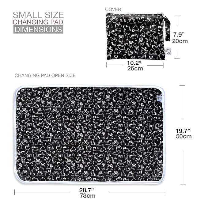 Flockthree Waterproof Baby Diper Changing Pad with Storage Bag (28.7" X 19.7") Washable Wipeable Reusable Leak Proof Diaper Travel Mat Station Changing Mattress Liner Cribs Bed Cover, Dogs
