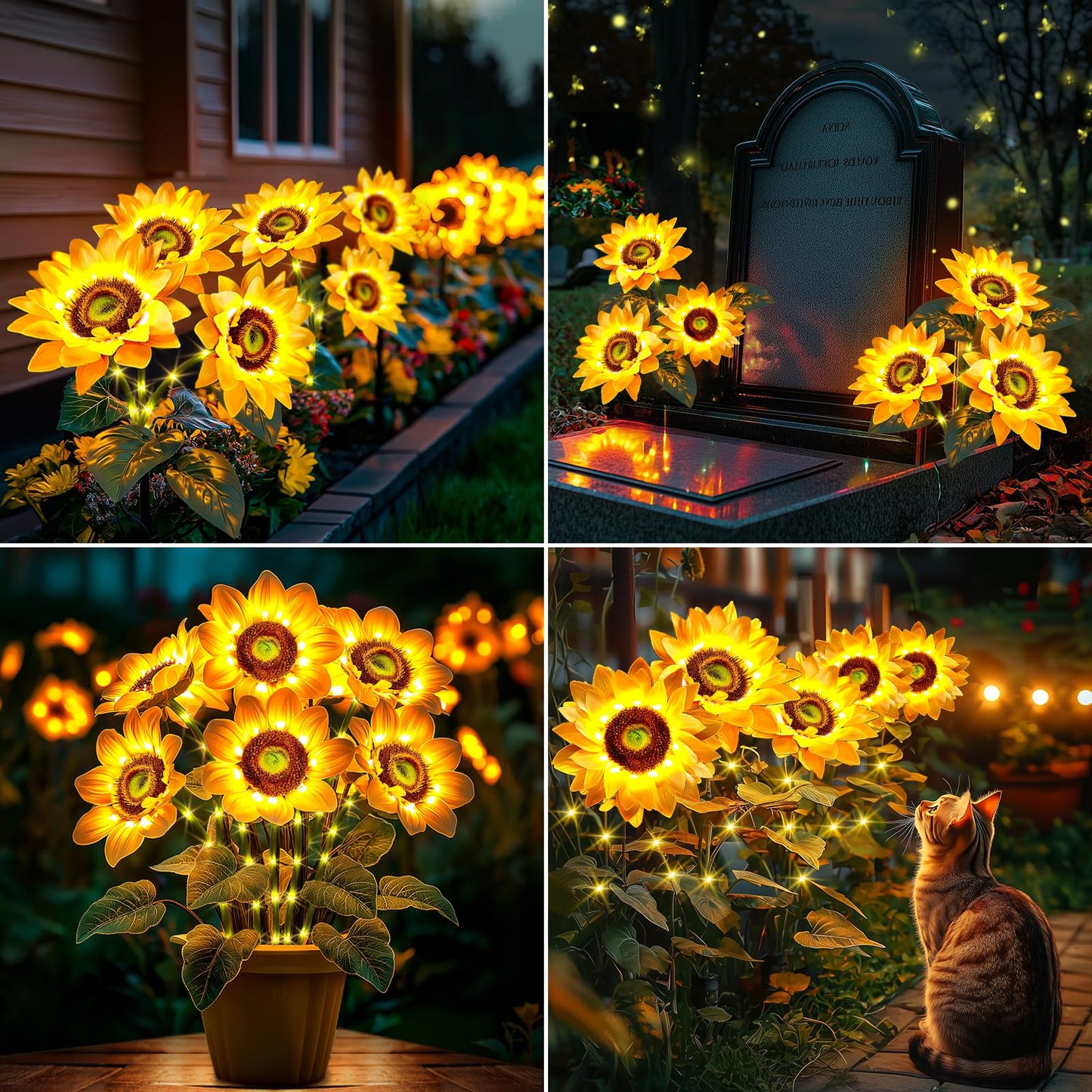 Sunflower Solar Lights Garden Decor: 8-Pack Artificial Led Solar Flower Lights Christmas Outdoor Decorations- Waterproof Decorative Light For Holiday Patio Yard Pathway - Xmas Gifts For Women Mom