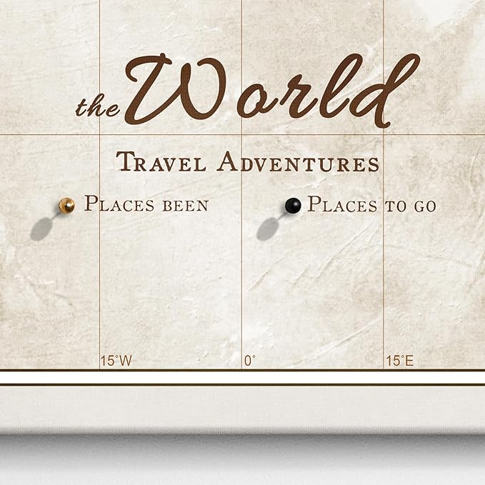 Canvas World Map with Cork Pin Board - English Lettering - Decorative Wall Decoration for All Rooms - Canvas Pictures with World Map Motif (90x60 cm, Pattern 20)