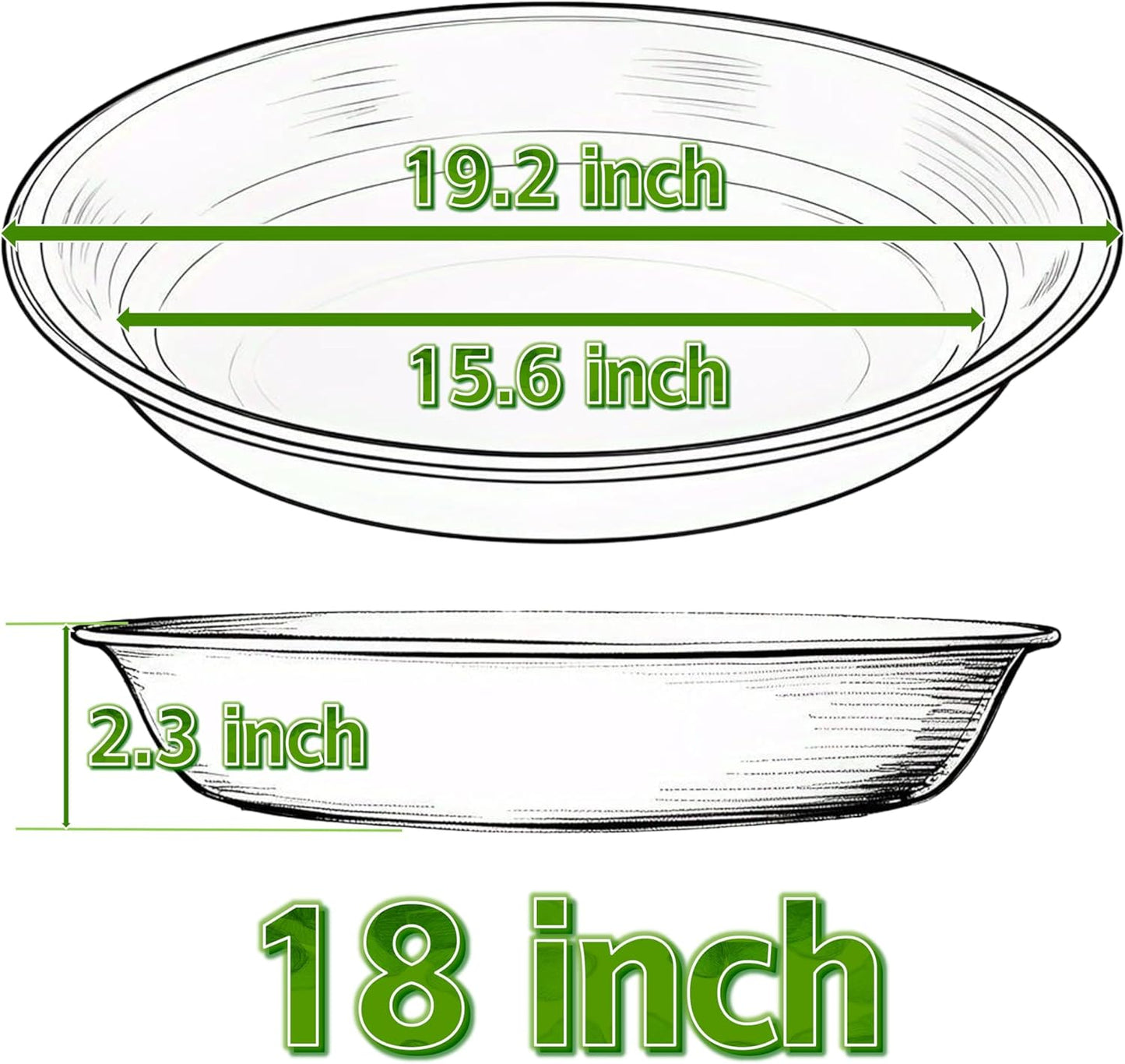 4 Pack of 18 19 inch Plant Saucer Drip Tray, Large Deep Plastic Flower Planter Saucers and Drip Trays for Indoors Outdoors, Bath Baths Bowls, Heavy Durable Plant Plate Water Catcher (18", Black)