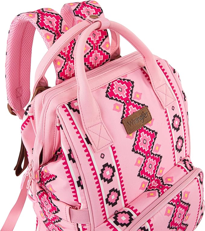 Montana West Wrangler Diaper Bag Backpack Aztec Travel Backpack Purses Western Multi-Function Baby Bags for Mom with Waterproof Insulated Pockets