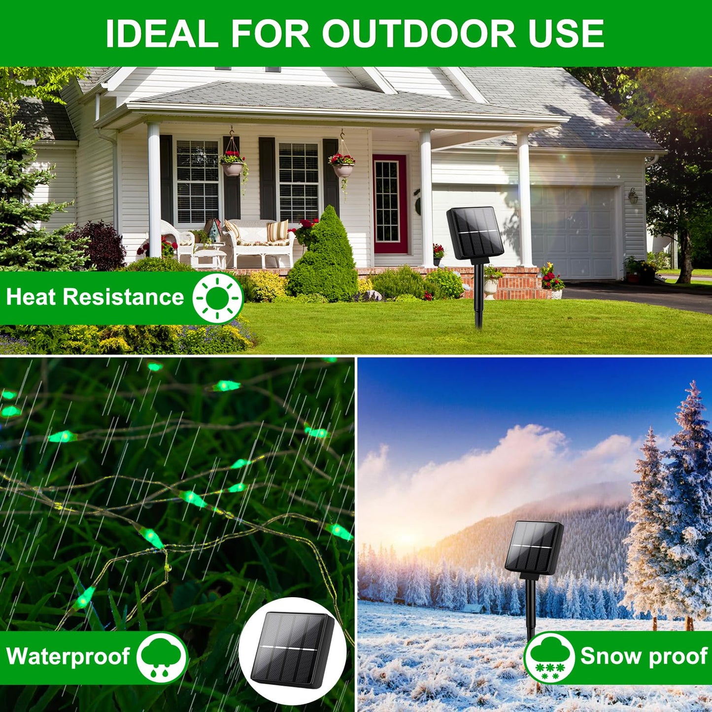 Brightever Outdoor Solar String Lights Waterproof  2-Pack Total 80Ft 200Led Solar Fairy Lights For Outside With 8 Lighting Modes  Solar Twinkle Lights For Yard  Christmas  Party (Green)