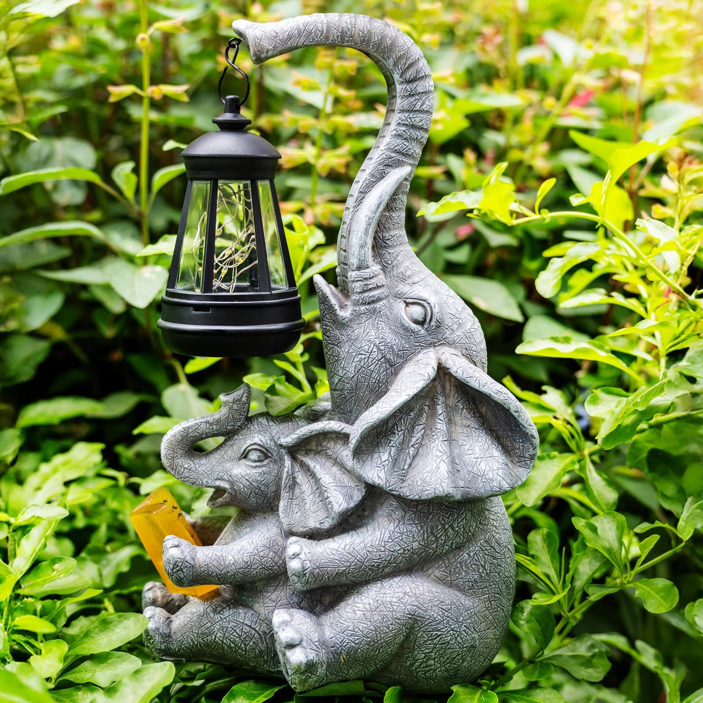 Zqqlite Solar Elephant Statue Lights Outdoor Garden Decoration  Elephant Statue With Solar Lantern Outdoor Decoration For Mother Women Birthday Gift-Courtyar Balcony Lawn Decor