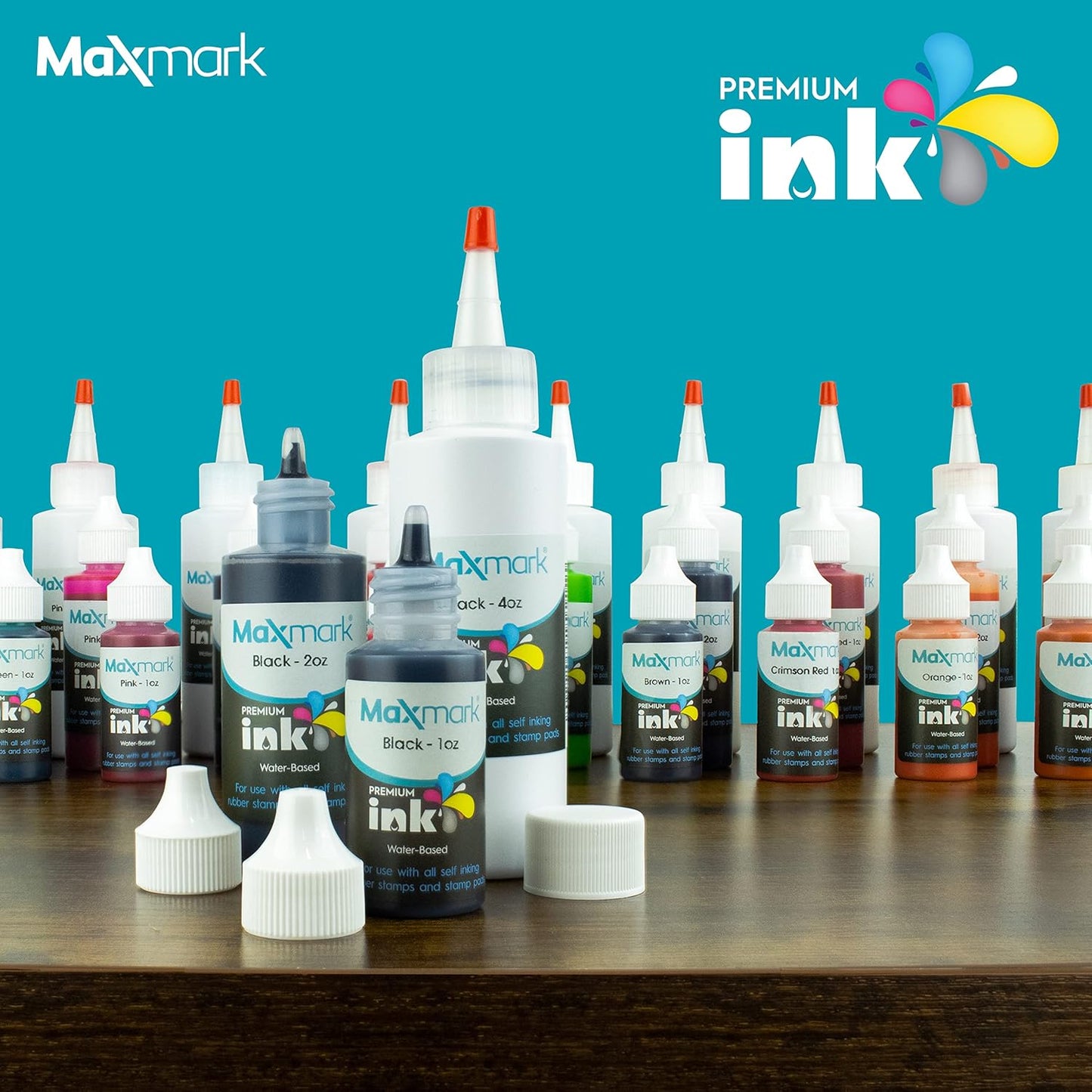 MaxMark Premium Refill Ink for self Inking Stamps and Stamp Pads, Orange Color - 2 oz.