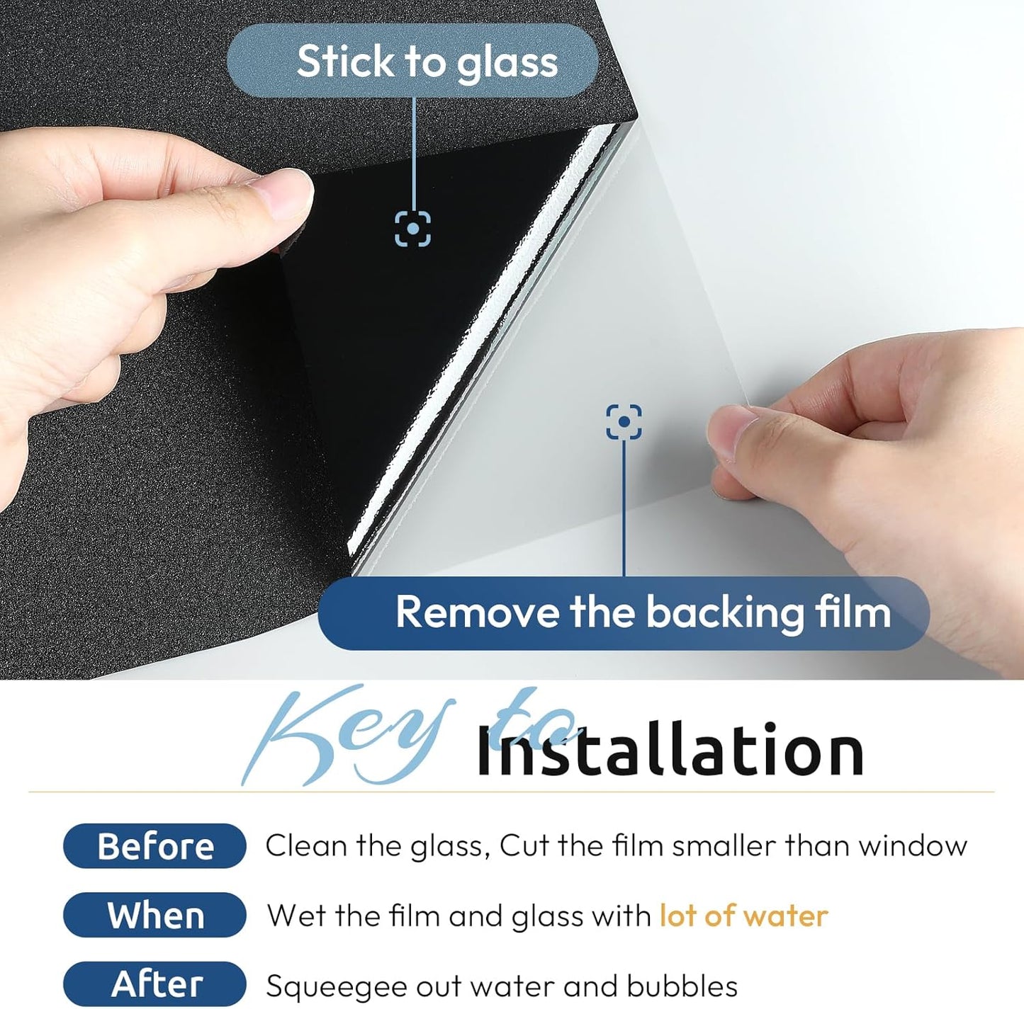 rabbitgoo Blackout Window Film, Sun Heat Blocking Privacy Cover for Glass, Removable Opaque Room Darkening Dark Black Out Window Covers Tint Shades for Home Day Sleep Light Blocker 23.6 x 118.1 Inches