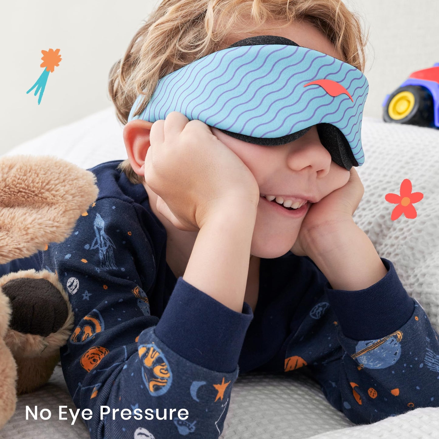 Manta Kids Sleep Mask - Comfy & Cute Blackout Sleeping Mask with Adjustable Eye Cups, Soft & Breathable Machine Washable Kids Eye Mask for Girls, Boys, Toddler Aged 6+ (Arctic Blue)