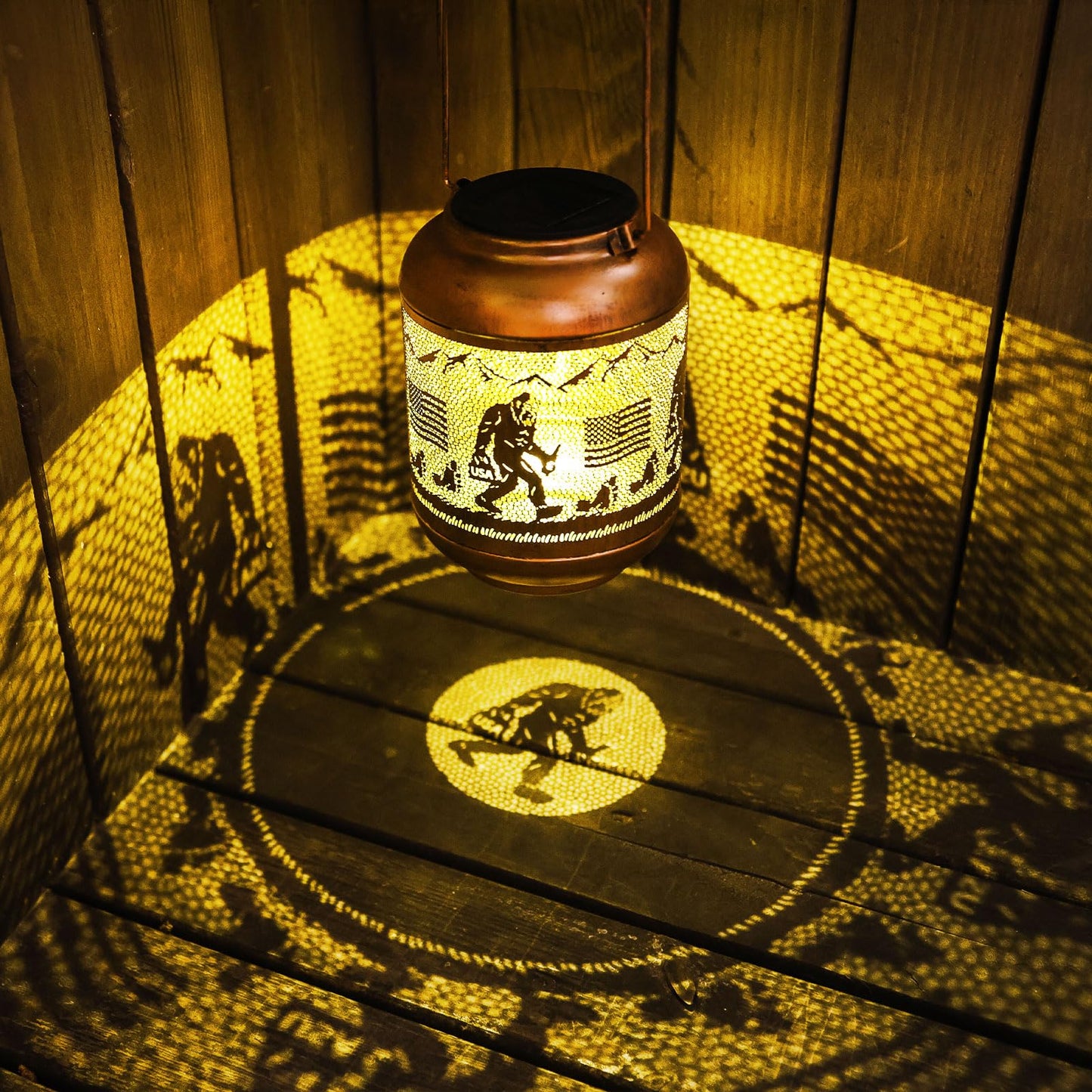 Bigfoot Solar Lanterns Outdoor Waterproof Hanging Solar Lights Big Foot Sasquatch Birthday Gifts For Women Men Metal Decoratives Led Lantern For Patio  Backyard  Porch  Yard  Lawn  Garden Decor