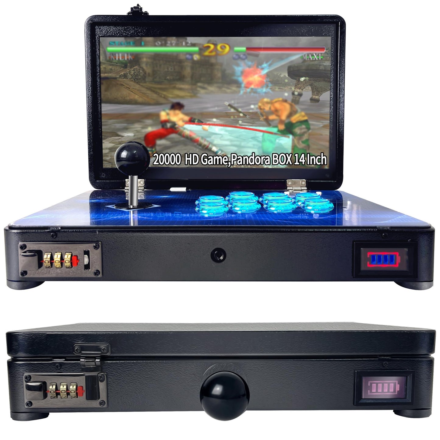WYGaming Pandora Arcade Portable Retro Video Game Player Built-in 20000+ Classic Games 14 inch LED Integrated Recreation Arcade Emulator Console Compatible with FBA/N64/Arcade/MAME