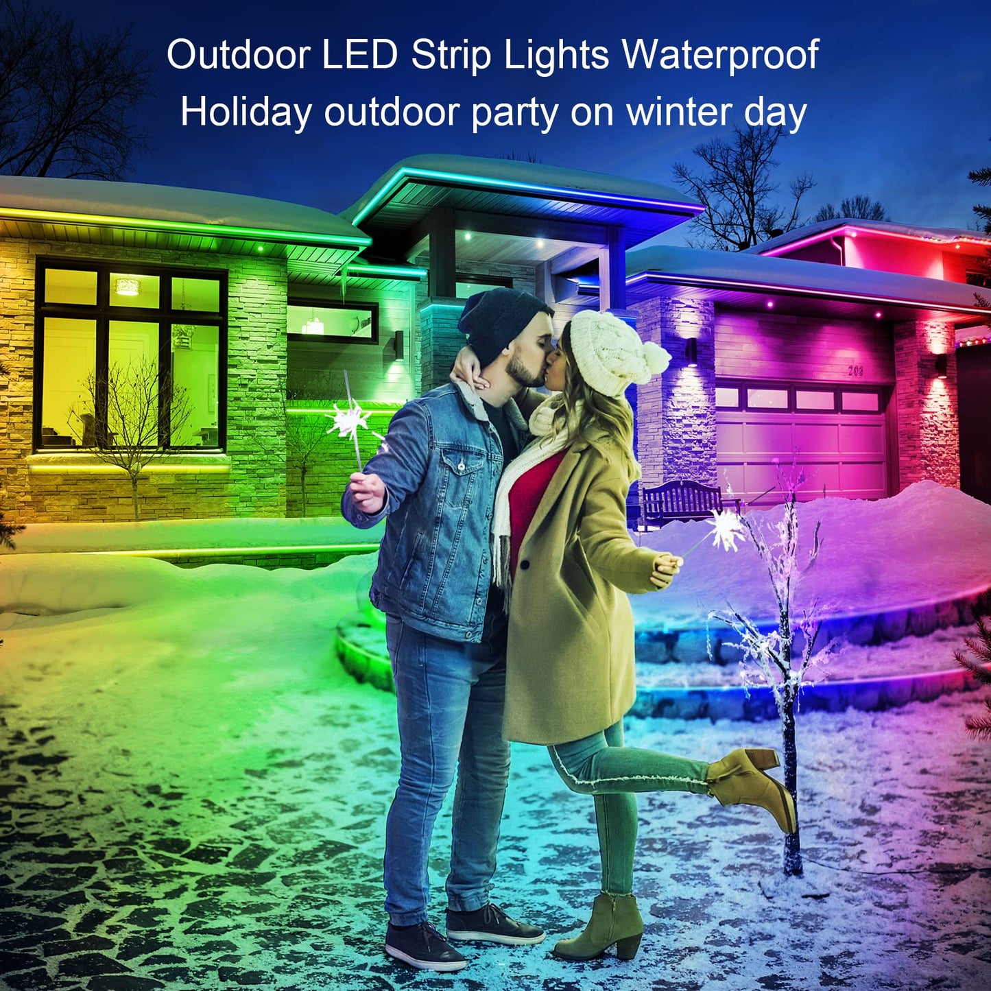 LETIANPAI 500ft Outdoor LED Strip Lights Waterproof,IP68 Outside Led Light Strips Waterproof with App and Remote,Music Sync RGB Exterior Led Rope Lights with Self Adhesive Back for Roof,Deck,Balcony