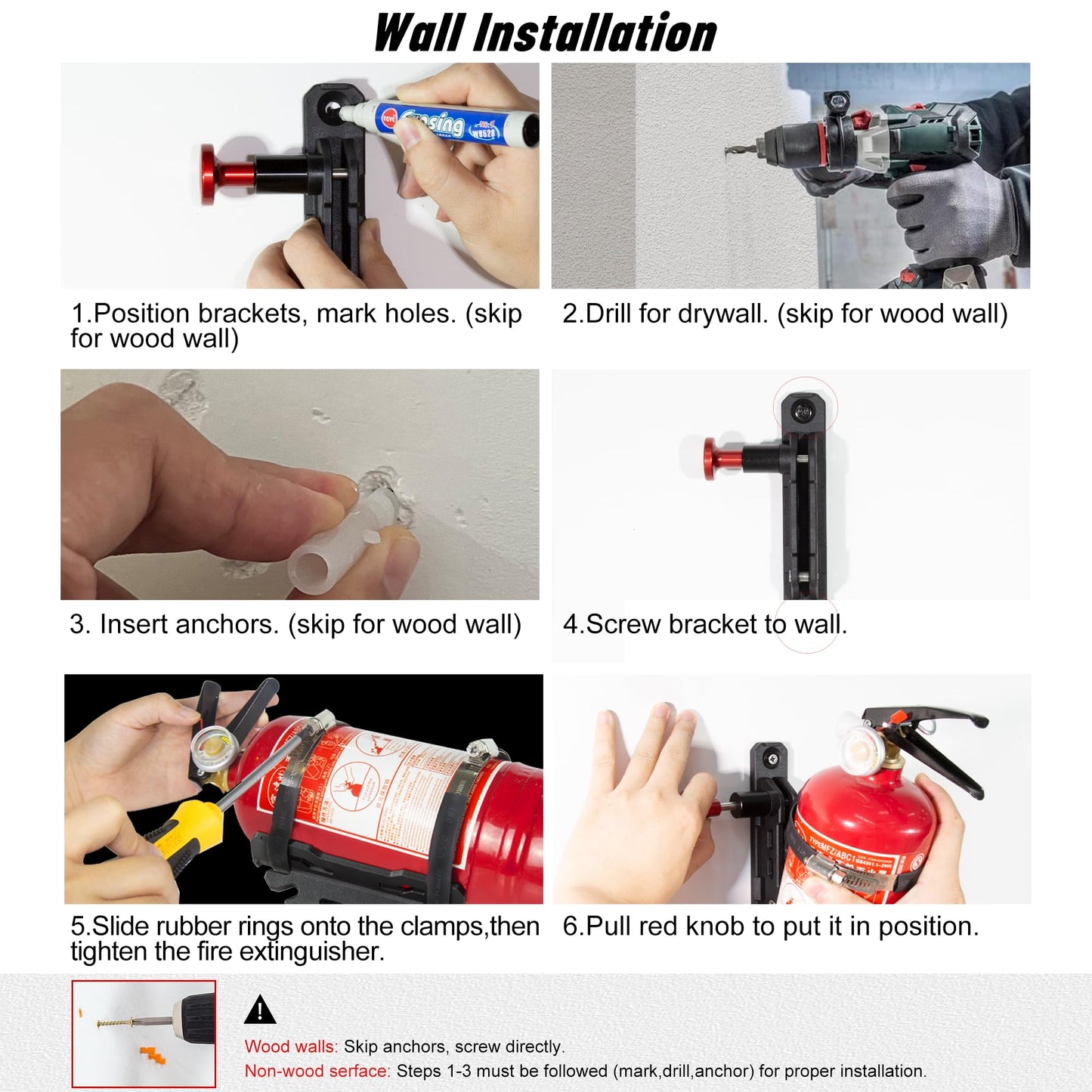 Quick Release Fire Extinguisher Mount - Universal Fit Roll Bar & Wall Mount Bracket, Holder Bracket Adjustable Mounting for UTV ATV Motorcycle Compatible with Jeep Wrangler Polaris RZR Ranger Can-Am