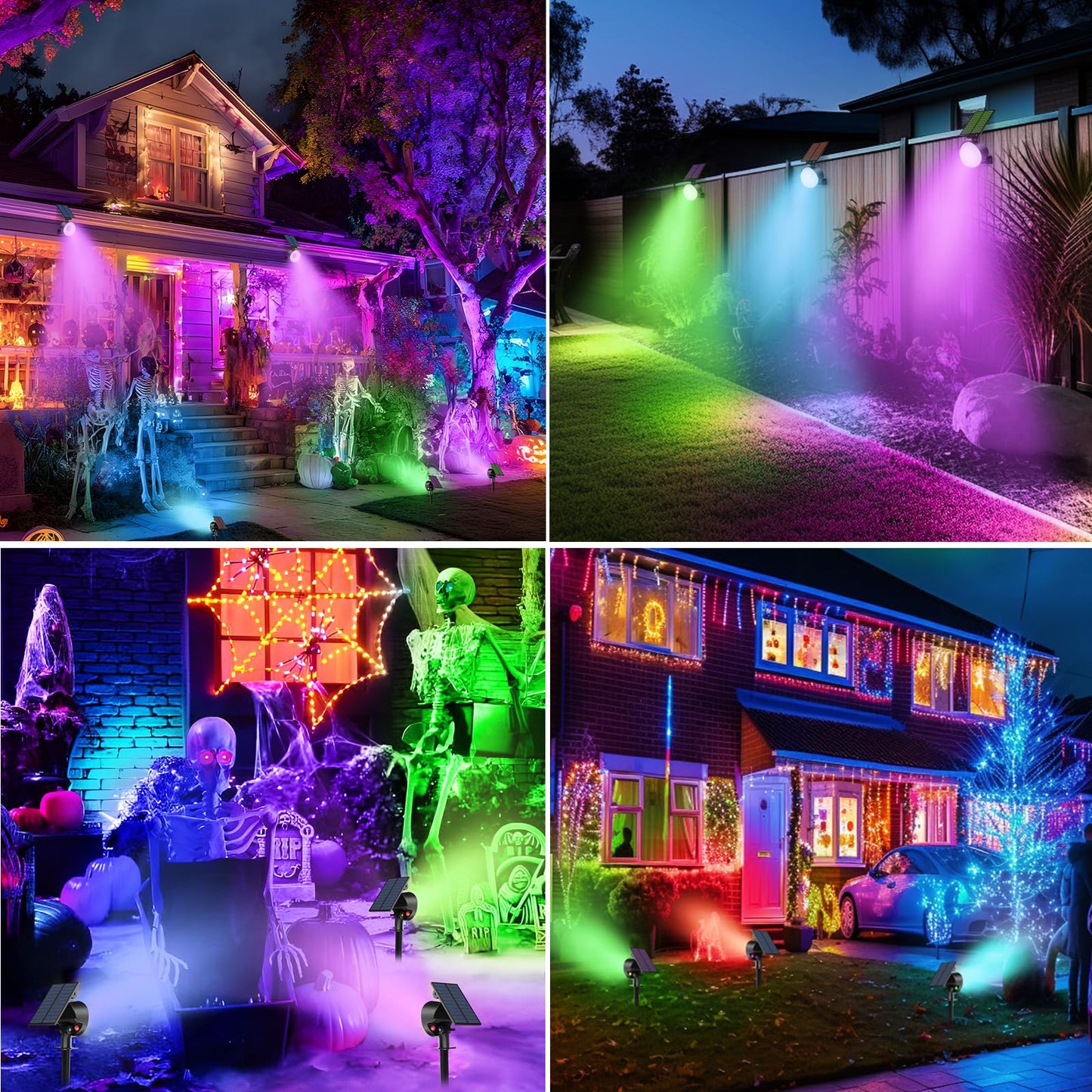 Nipify 8 Pack Solar Spot Lights Outdoor Waterproof  Solar Spotlight Light For Outside Yard Landscape Lighting Pathway Lights Wall Auto On/Off  Rgb