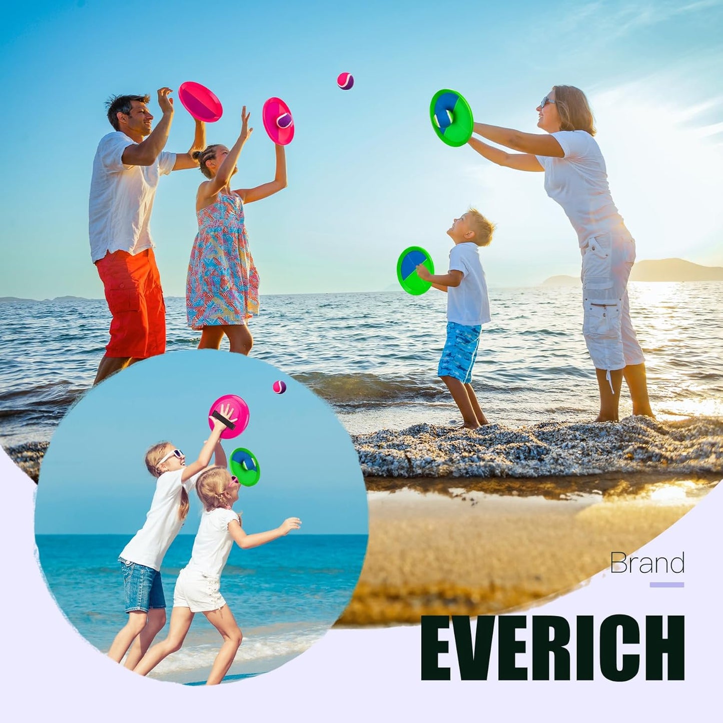 EVERICH Upgraded Toss and Catch Ball Game Set, Outdoor Games for Kids Toys, Stocking Stuffers for Family Games, Beach Pool Yard Outside Toys for Boys Girls 3 4 5 6 7 8-12 Years Old