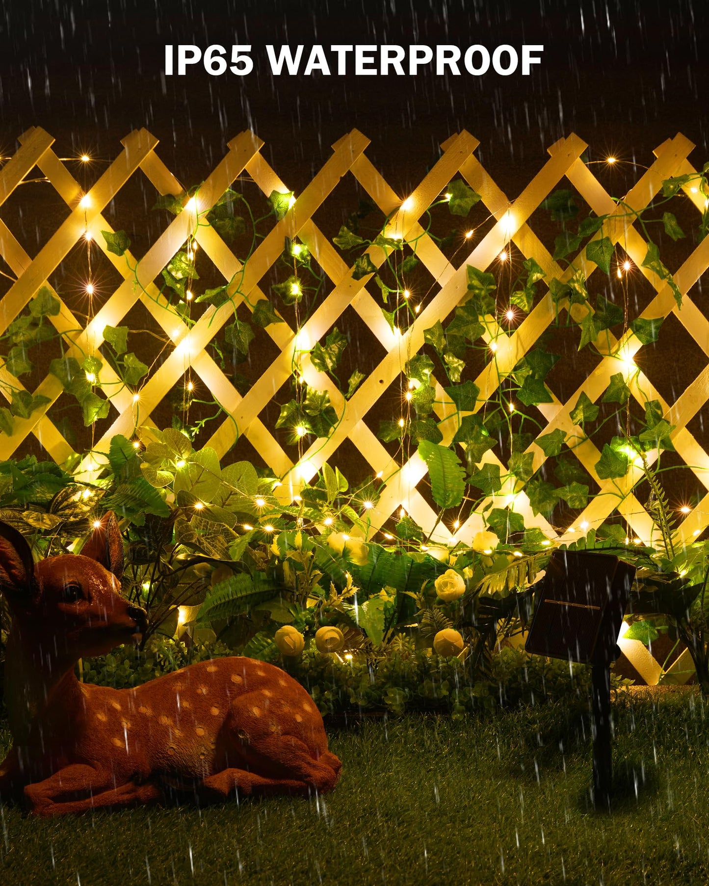 Brightown Solar Fairy Lights Outdoor, 33Ft Ivy String Lights, Copper Vine Lights For Garden, Model 40Ft-Solar-Vine-Lights