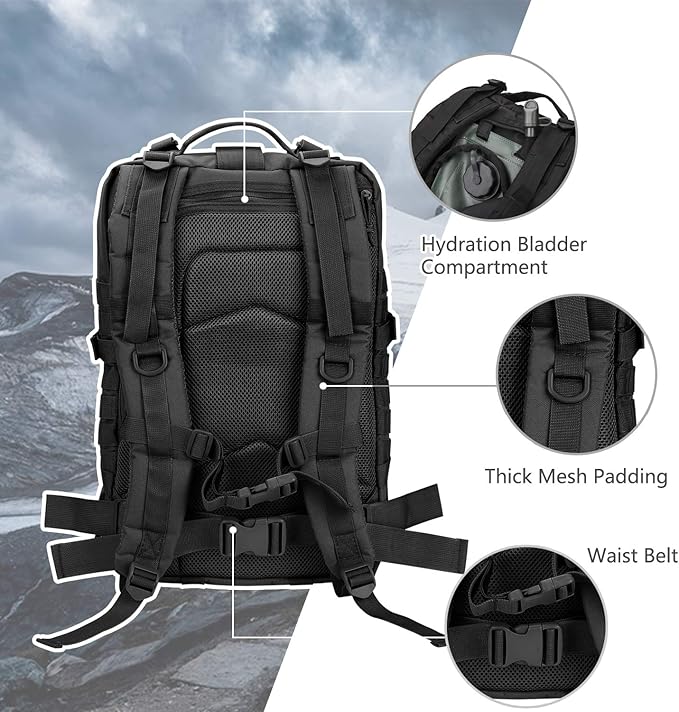 MOLLE Assault Pack, Tactical Backpack Military Army Camping Rucksack, 3-Day Pack