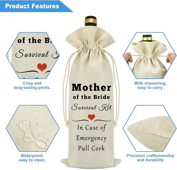 Mother Of The Bride Gift from Daughter Wine Bag Wedding Gifts for Mother in Law Wine Gift Bag Wedding Keepsake Gift Bridal Shower Gifts for Bride's Mother Of The Bride Wedding Party Wine Bottle Cover