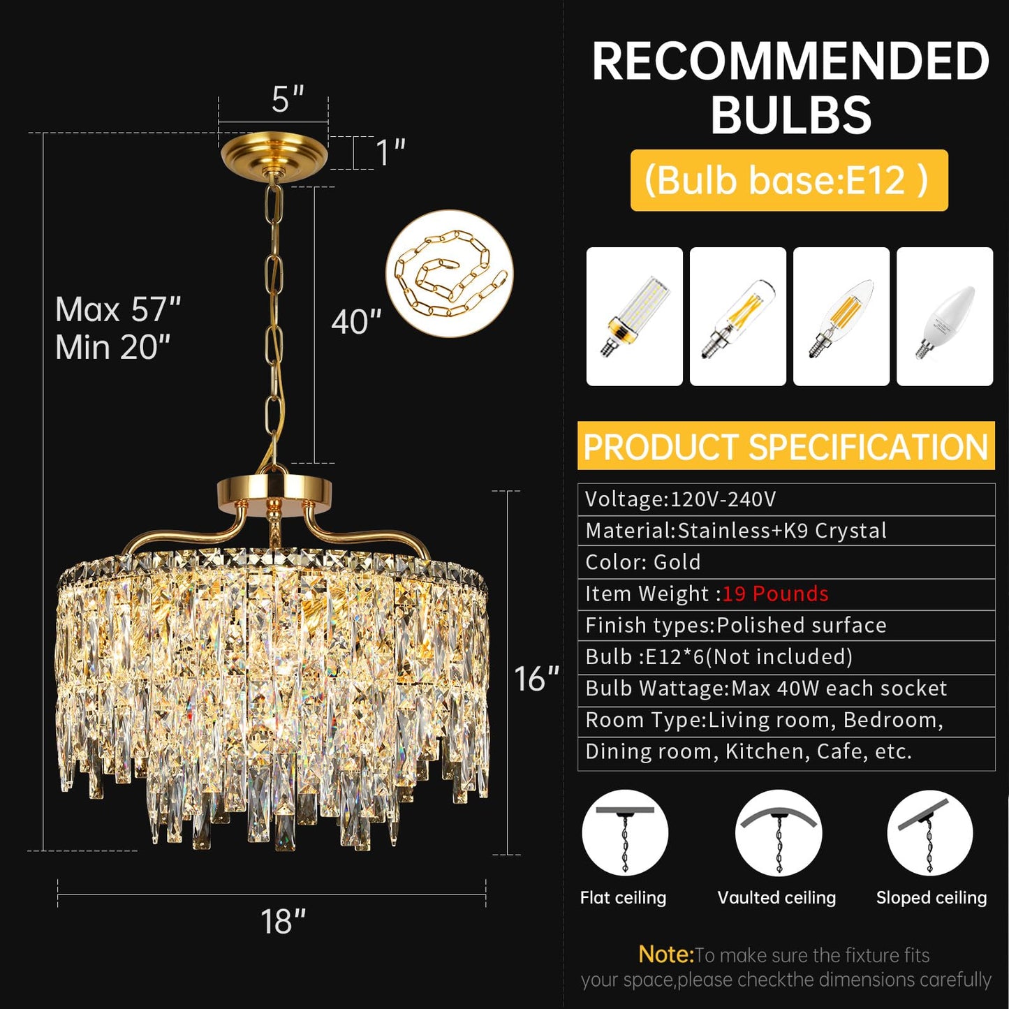 6 Light Gold Crystal Chandelier | Modern Crystal Chandeliers For Dining Room Light Fixture | stylish Ceiling Pendant Lighting For Living Room | Bedroom | Entryway | Foyer | Staircase | Barthroom