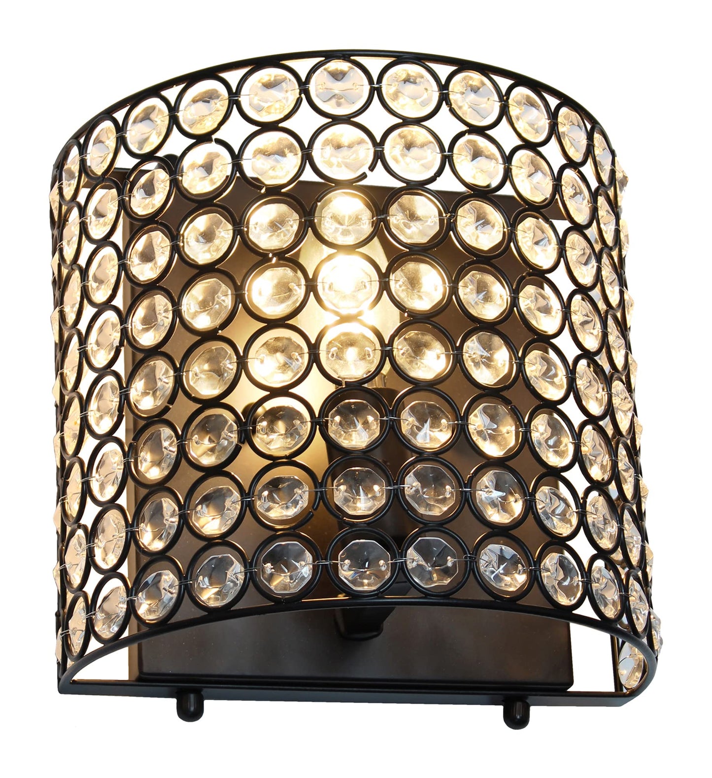 LALIA HOME Wall Sconce Lighting Fixture, 1-Light, Crystal & Metal, 8in x 4.75in x 8.25in, Black, Model LHW-2000 Family