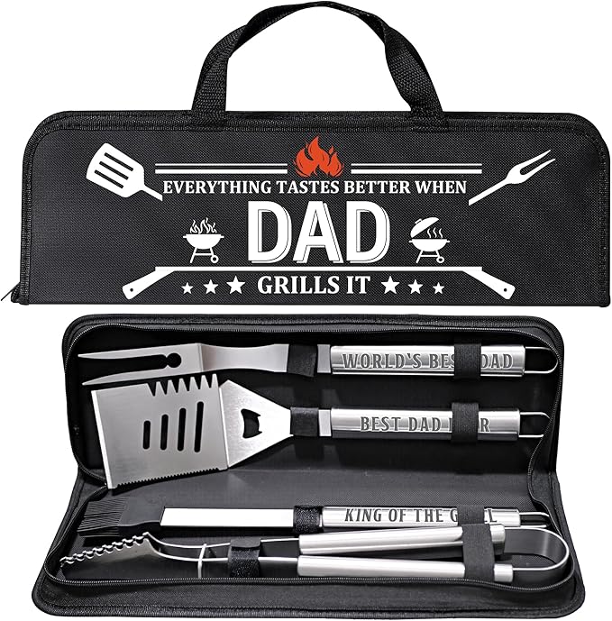 Dad Gifts from Daughter, Dad Grilling Accessories Christmas, Heavy Duty Stainless Steel Grill Set BBQ Grill Tools for Outdoor Grill with Aluminum Case, Grill Utensils Set Ideal Grilling Gifts