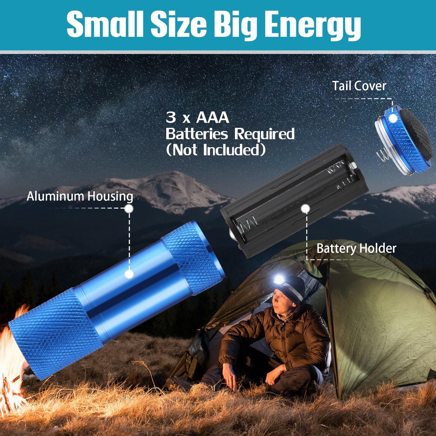 Vihose 20 Pcs Mini Flashlights Bulk  Bright Aluminum Handheld Flash Light With Lanyard Small Led Flashlights For Night Reading Emergency Hurricane Camping Hiking  Batteries Not Included(Lovely)