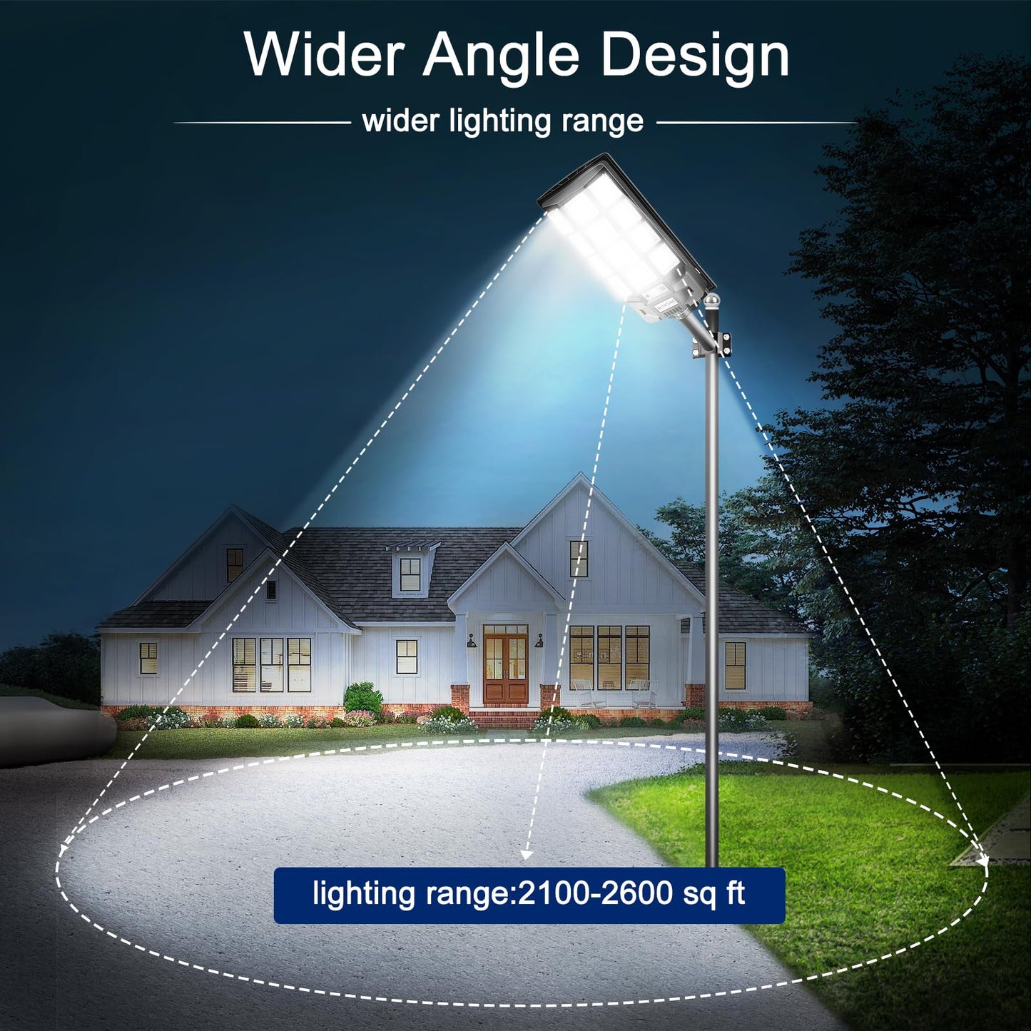 KingHe Solar Street Lights Outdoor, 6000K, 276 LEDs, Motion Sensor, Remote Control, 2 Packs, Black, Model KINGHE-BBG12G1