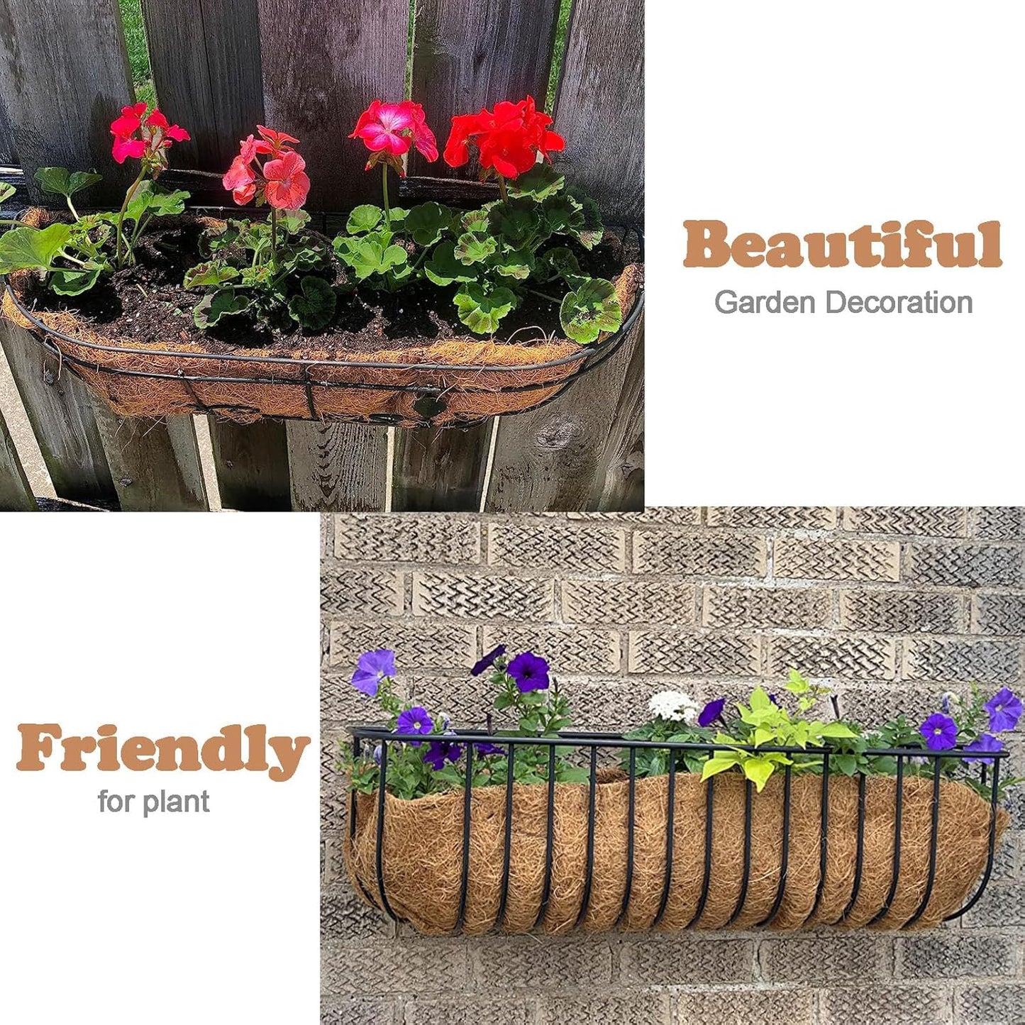 4 Pack Trough Coco Liner 30 Inch Hanging Basket Liners 100% Natural Coconut Husk Liners for Planters Window Box Planter Inserts for Large Pots Trough Planters Outdoor Garden Decoration