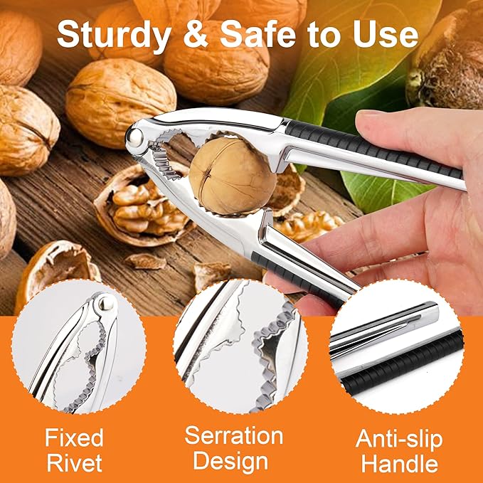 Crab Crackers and Tools, 3 Pcs Crab Crackers with Non-slip Handle, Lobster Crackers and Tools, Seafood Tools Set, Nut Cracker Set, Home Restaurant Kitchen Tools, Black
