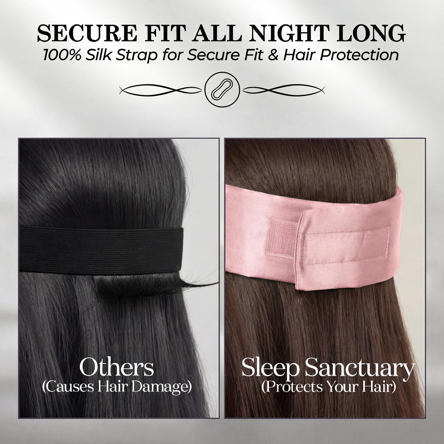SLEEP SANCTUARY 100% Pure Mulberry Silk Sleep Mask - 22 Momme Light Blocking Hook & Loop Silk Eye Mask for Sleeping - Secure Fit for Side Sleepers, Women & Men - Cloud Soft (Pink)