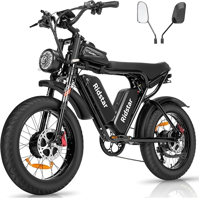 Ridstar Electric Motorcycle for Adults,Peak 3000W 35MPH,52V 40Ah All Terrain E-Bike,20" Fat Tire Mountain Bike UL2849