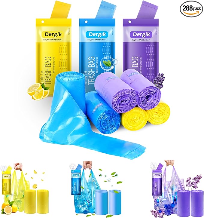 Large Adult Diaper Disposal Bags (18’’x23’’), 288 pcs Value Pack, Scented, Elderly Waste Diaper Disposable Bags, Baby Dirty Diapers Poop Trash Bags, Sanitary Product Disposal,Colorful