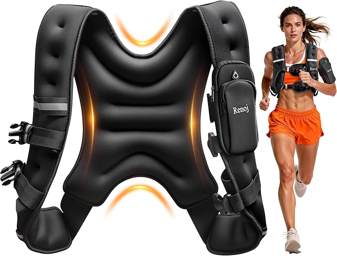 Renoj Weighted Vest for Women Men: Available in 6lb/8lb/10lb/11lb/12lb/14lb/16lb/20lb Fixed Weights for Walking, Running, ...