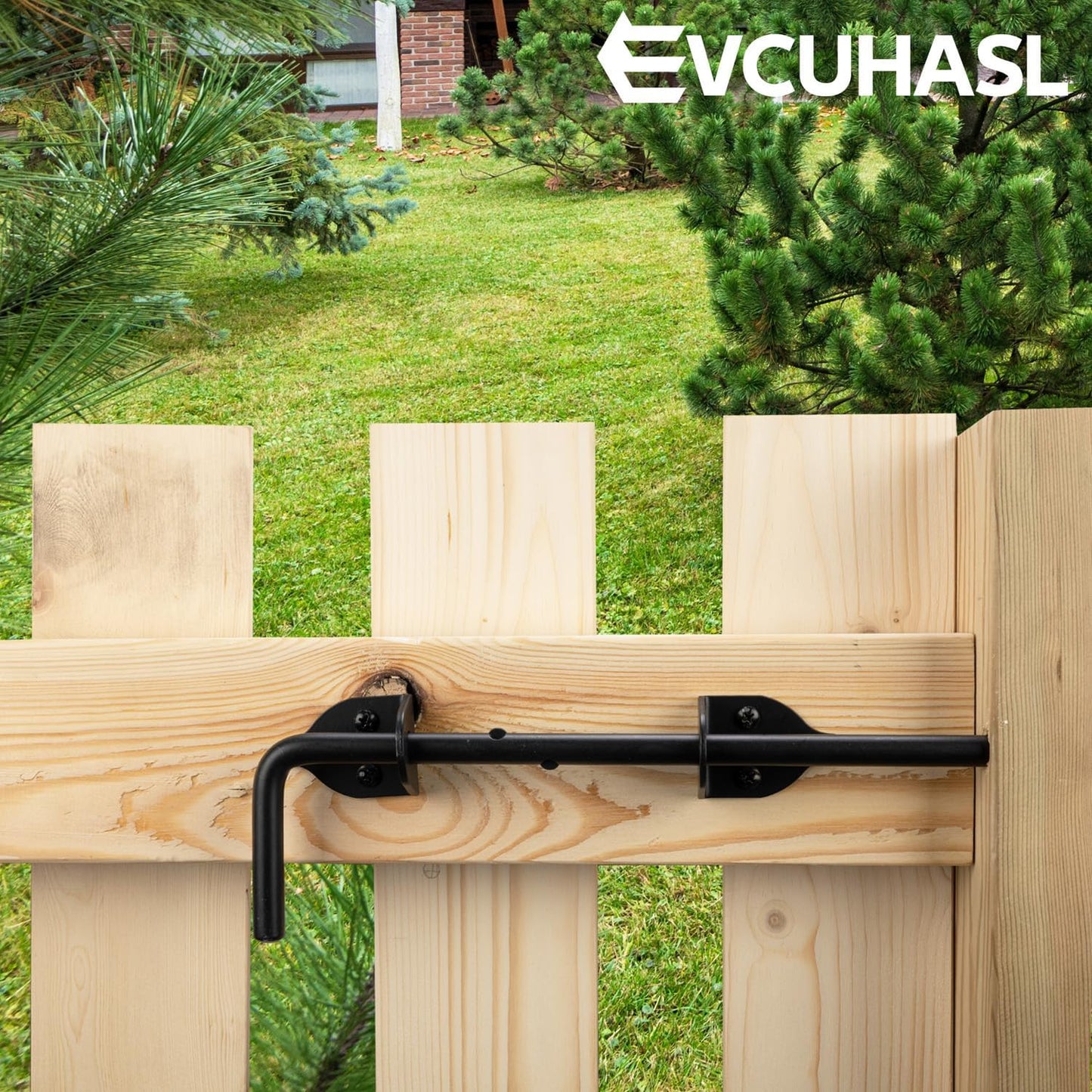 12" Cane Bolt Heavy-Duty Drop Rod for Gate, Gate Ground Latch for Wooden Fences Metal Gates Doors, Metal Gates Doors Stopper for Gate Ground, Wrought Iron Gate Latches, Black Finish(2 Pack)