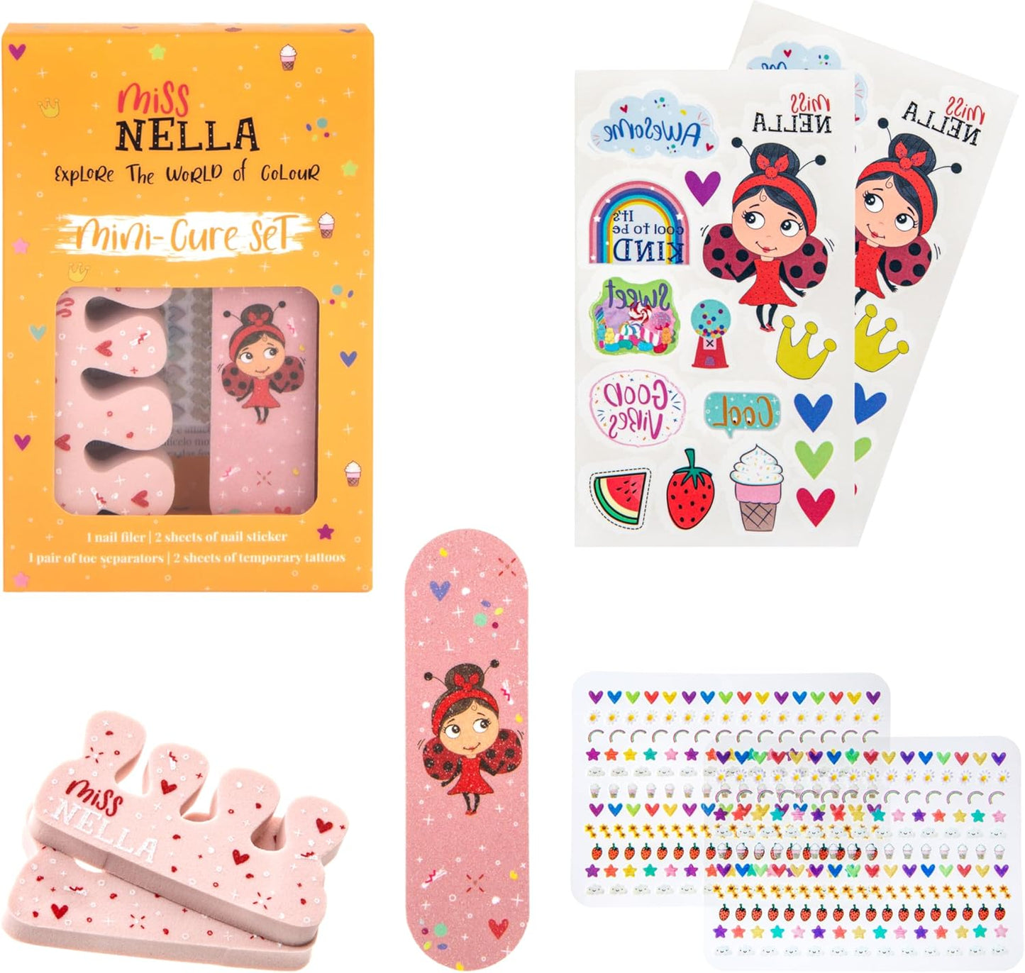 MISS NELLA Kids Bag of Glamorous Picks Makeup & Nail Polish Set Safe and Fun Gift - Hypoallergenic, Dermatologically Tested Kid-Friendly, Non-Toxic, Cosmetic Bag Included – Special Edition