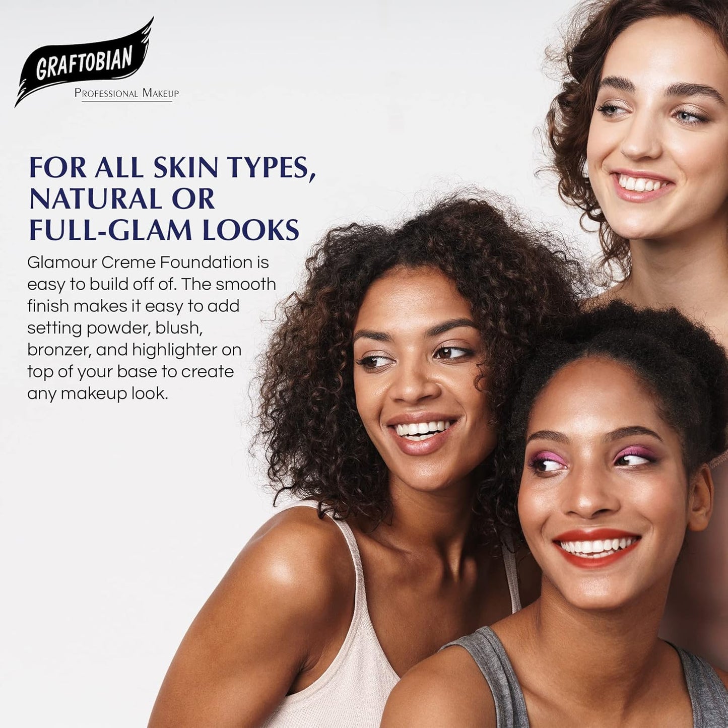 Graftobian HD Glamour Crème Foundation 1/2oz, Weightless Full Coverage Makeup, 65 Inclusive Shades, For All Skin Types, Natural or Full-Glam Looks, For Professionals and Beginners, Pecan
