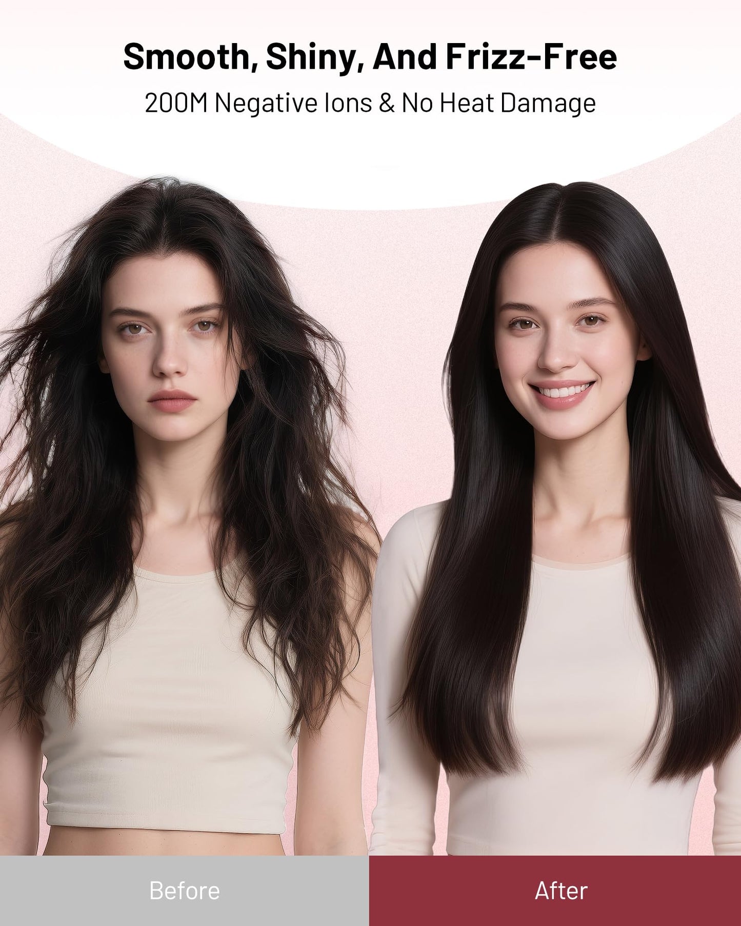 MESCOMB Dual Voltage Ionic Hair Dryer with Diffuser - 1875W High-Speed Blow Dryer for Women, Fast Drying, No Heat Damage, Low No