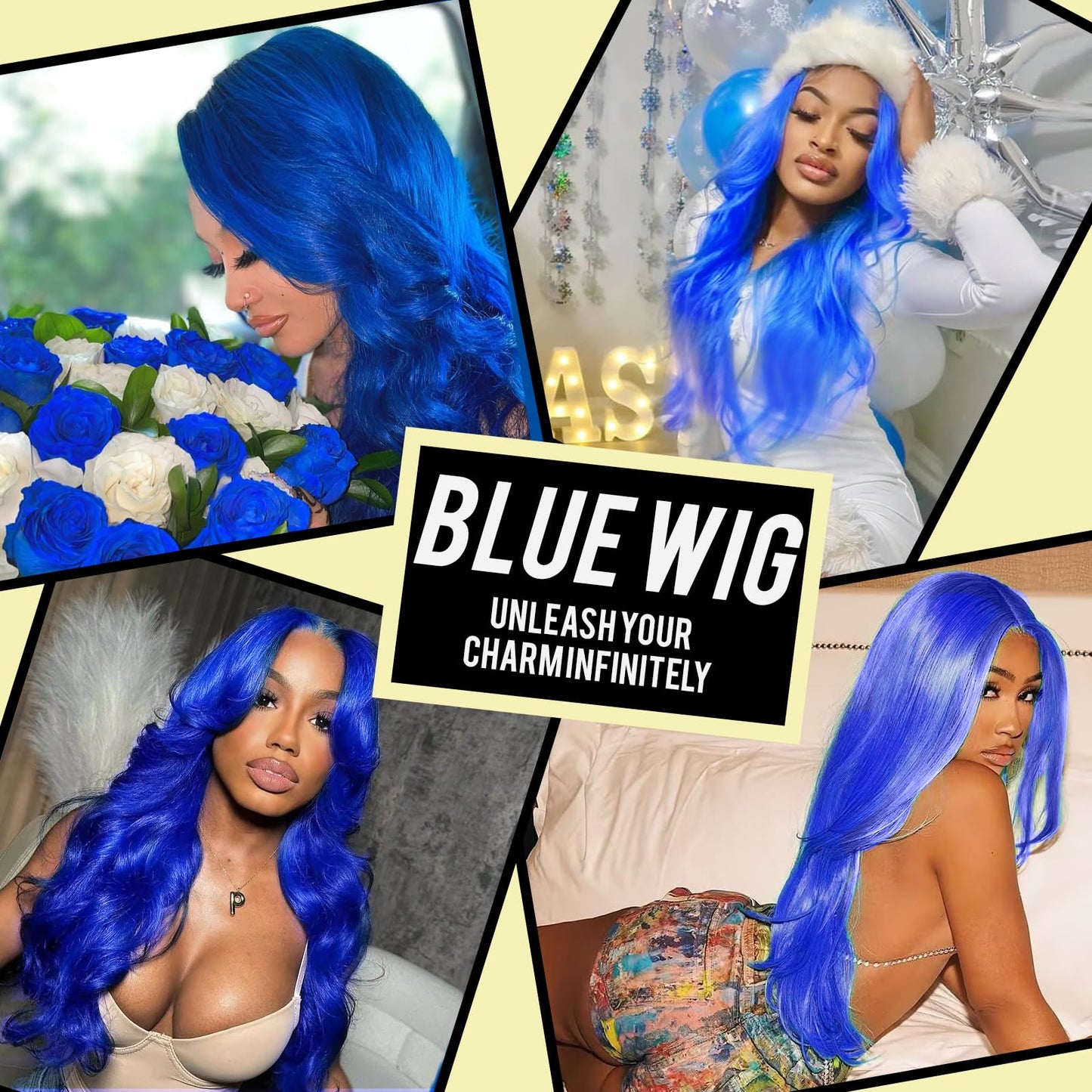 Shciyair 26 Inch Blue Human Hair Wig 200 Density 13x4 Body Wave Lace Front Wigs Human Hair Pre Plucked Blue HD Lace Frontal Wigs