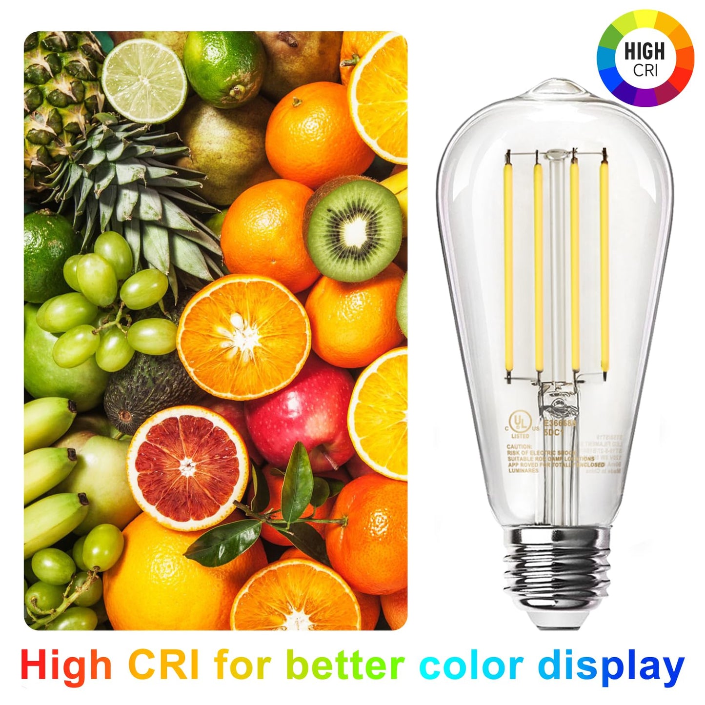 TJOY 20 Pack Vintage 8W ST58 LED Edison Light Bulbs, Dimmable, 60W Equivalent, 800Lumens, 2700K Warm White, E26 Base LED Filament Bulb, CRI80+, Antique Glass Style for Home, Bedroom, Office, Farmhouse