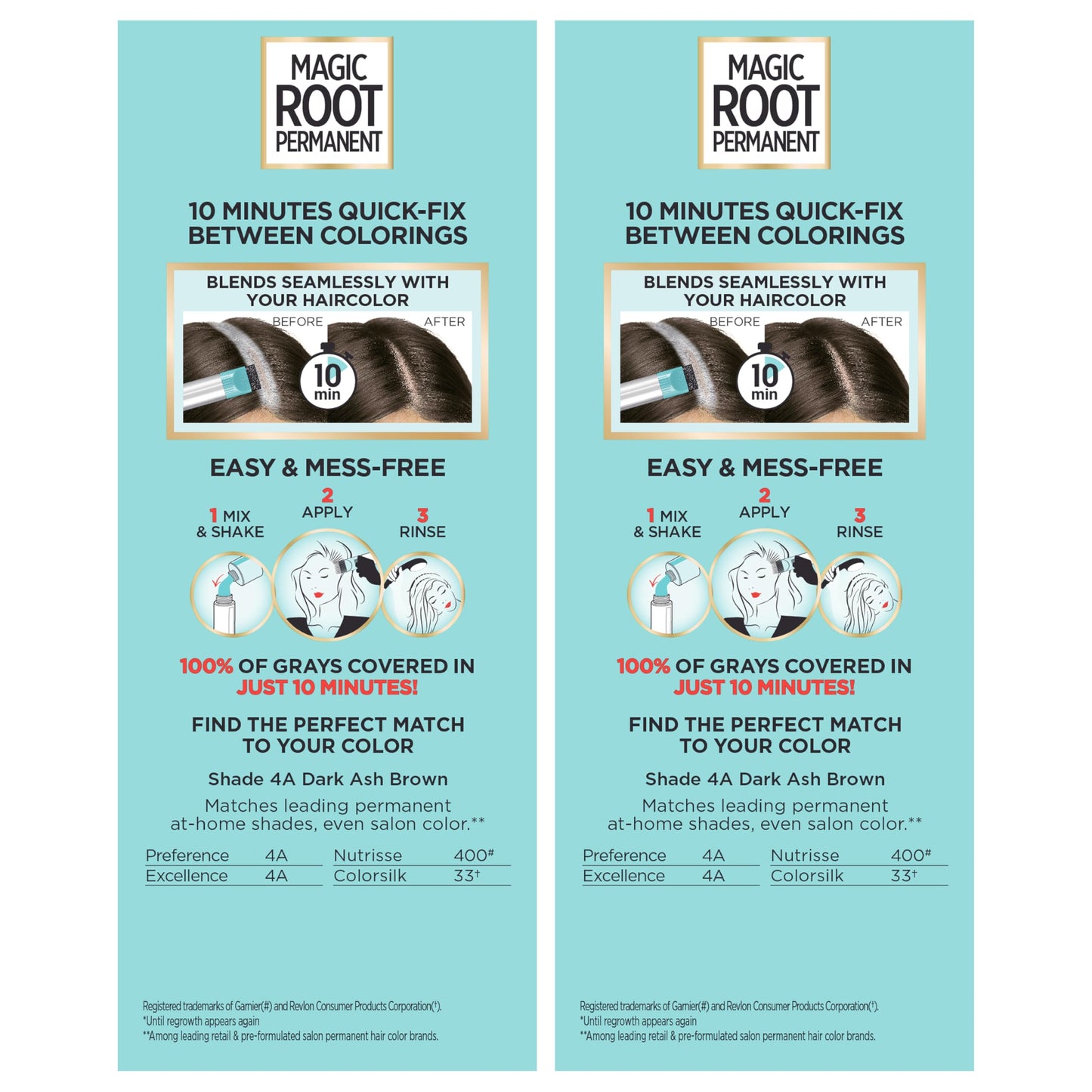 LOr  al Paris Magic Root Permanent Hair Color, 10 Minute Hair Dye Kit to Rescue Roots with 100% Gray Hair Coverage, 4A Dark Ash