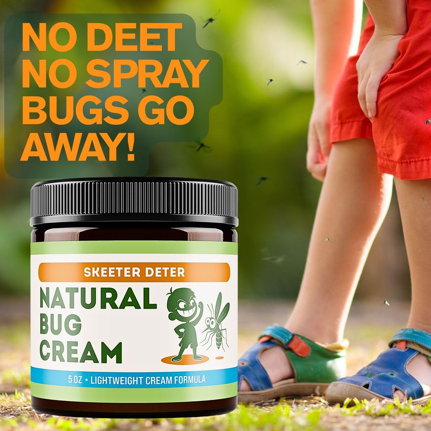 Natural Bug Cream - No Spray Formula, Made with Plant Essential Oils, Safe for Kids